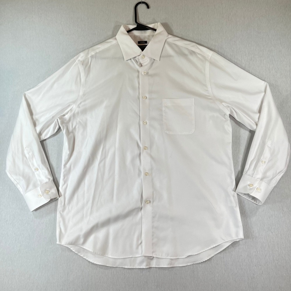 Pronto Uomo Dress Shirt Mens 17.5 34/35 White Non-Iron Modern Fit Long Sleeve